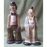 Two studio pottery clown figures by Elizabeth Haslam, the taller 11.5".