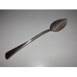 A George III plain silver gravy sifter spoon, London 1807, 12".