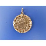 A 1920 gold sovereign in 18ct gold pendant mount.