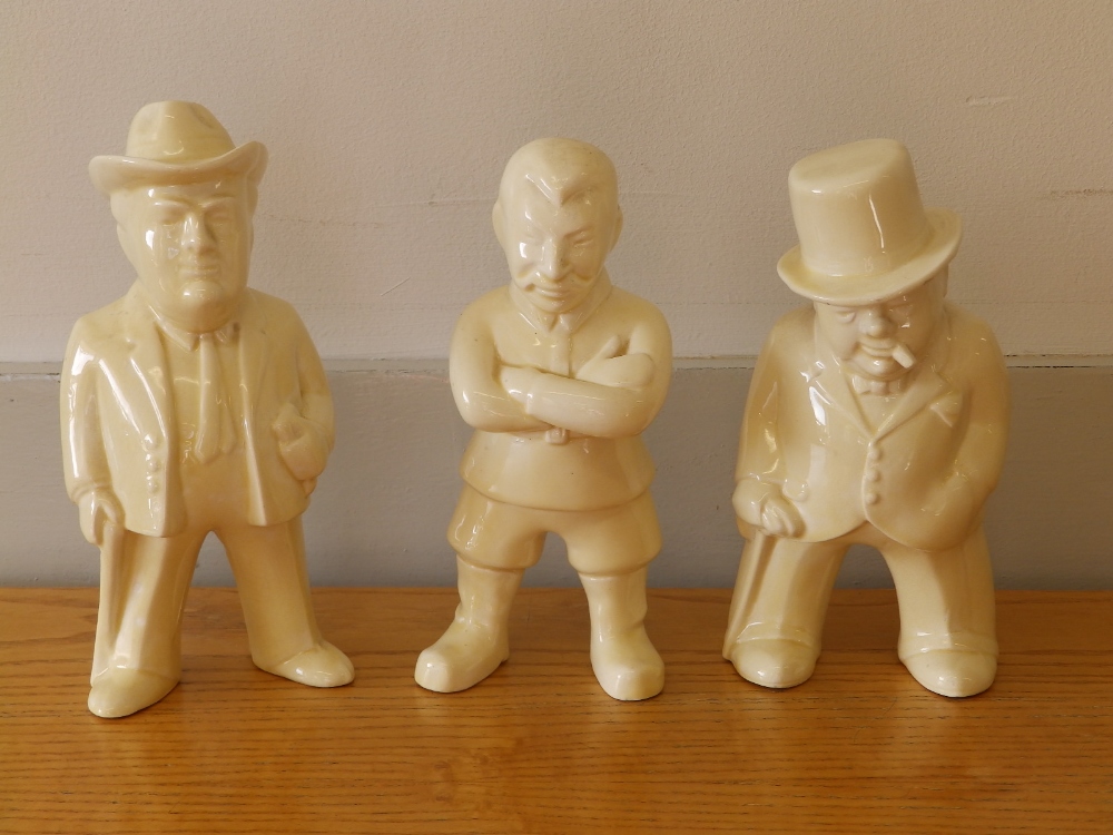 Three Bovey Pottery 'Our Gang' figures - Churchill 'The Boss', Stalin & FDR, 7.5" high.