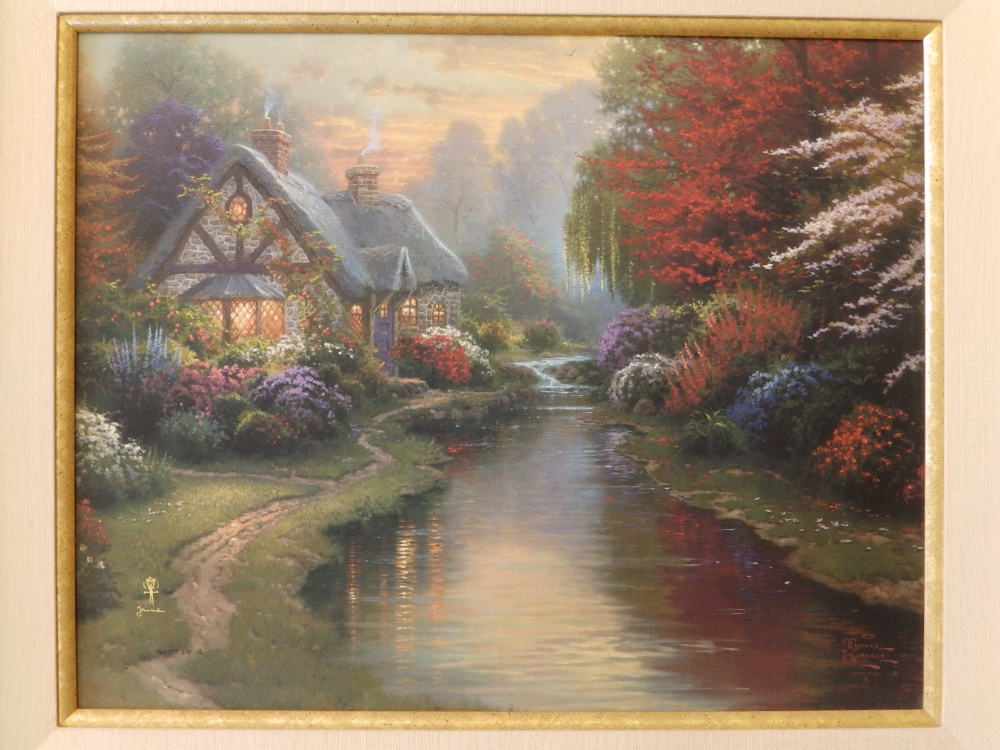 Thomas Kinkade - limited edition 'International Proof' highlighted canvas print - 'A Quiet Evening',