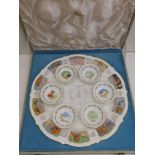 A George Jones Crescent China seven piece Passover Sederdish set, designed for Sirett, illustrations