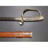 A Victorian dress sword with 32" Henry Wilkinson blade, sharkskin grip (worn) in leather covered