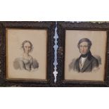 George Morosini (Italian/Irish died 1882) - pair of crayon drawings - Portraits of James H.