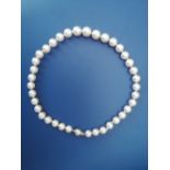 A cultured pearl necklace, comprising 37 large pearls ranging in size from just under 10mm up to