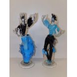 A pair of Murano blue glass flamenco dancers, 15.5" high. (2)