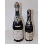 A bottle of 1945 Goldwell Champagne Perry and a half bottle of 1943 Charles Heidsieck champagne. (