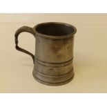 A 19thC Devon presentation pewter tankard - Royal Oak, Chagford, 4.5" high.