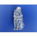 A 925 'Silver' vesta in the form of a seated pug dressed as a clown, 2.1" high.