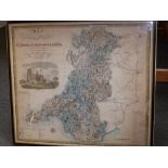A 19thC coloured Greenwood & Co, map of Glamorgan, Brecon & Radnor, 25" x 28".