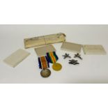 WWI War & Victory medals awarded to F. Algar of Exeter, together with his three silver Machine Gun