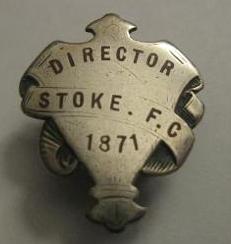 STOKE FC DIRECTOR 1871 STERLING SILVER BUTTONHOLE EARLIEST KNOWN ENGLISH LEAGUE BADGE
