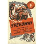 SPEEDWAY - 1949 BRISTOL V COVENTRY PROGRAMME