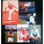 WEST HAM UNITED & ENGLAND WORLD CUP WINNER BOBBY MOORE RARE BOOK & REPRINTED PHOTO'S