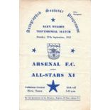 1952-53 ALL STARS XI V ARSENAL ALEX WILSON TESTIMONIAL AT BRIGHTON