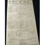 CRICKET SCORECARD - 1942 BRITISH EMPIRE XI V BUCCANEERS AT LORDS