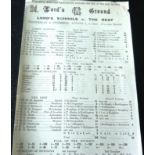 CRICKET SCORECARD - 1943 LORDS SCHOOLS V THE REST AT LORDS