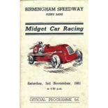 MOTOR SPORT - 1951 MIDGET CAR RACING PROGRAMME @ BIRMINGHAM SPEEDWAY