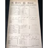 CRICKET SCORECARD - 1943 MIDDLESEX & ESSEX V KENT & SURREY AT LORDS