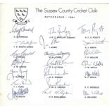 CRICKET - 1981 SEASON SUSSEX AUTOGRAPH SHEET