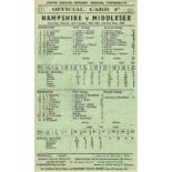 CRICKET SCORECARDS - 1957 HAMPSHIRE V DERBYSHIRE & MIDDLESEX