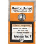 1966-67 BOSTON UNITED V WOLVERHAMPTON WANDERERS 'A'