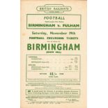 1949-50 BIRMINGHAM CITY V FULHAM ORIGINAL BRITISH RAILWAYS HANDBILL