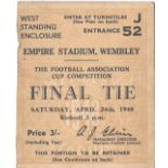 1948 FA CUP FINAL BLACKPOOL V MANCHESTER UNITED TICKET