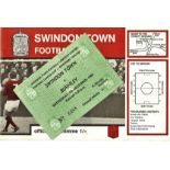 1968/69 LEAGUE CUP S/F SWINDON ( WINNERS ) V BURNLEY TICKET & PROGRAMME