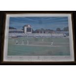 CRICKET - BRIAN LARA 501 WARWICKSHIRE PRINT HAND SIGNED BY TEN  Framed and glazed. 25 x 19 inch.