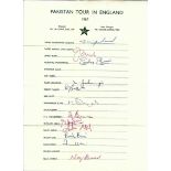 CRICKET - 1967 PAKISTAN TOUR TO ENGLAND AUTOGRAPH SHEET