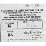 1966-67 WEST BROMWICH ALBION V WEST HAM UNITED LEAGUE CUP S/F TICKET