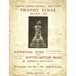 1953/54 LIVERPOOL BOYS V SOUTHAMPTON BOYS AT ANFIELD