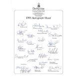 CRICKET - 1991 DERBYSHIRE AUTOGRAPH SHEET