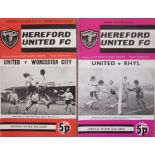 HEREFORD UNITED 'A' TEAM HOME PROGRAMMES X 2