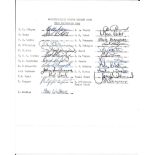 CRICKET - 1982 SEASON WORCESTERSHIRE AUTOGRAPH SHEET