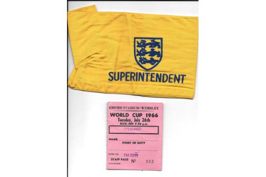 1966 WORLD CUP S/F ENGLAND V PORTUGAL RARE STEWARDS TICKET & ARMBAND