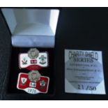 1976 CHARITY SHIELD LIVERPOOL V SOUTHAMPTON LIMITED EDITION BADGES ( ONLY 50 MADE )
