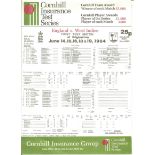 CRICKET - 1984 ENGLAND V WEST INDIES @ EDGBASTON FULLY PRINTED SCORECARD