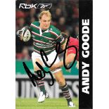RUGBY UNION - ANDY GOODE HAND SIGNED POSTCARD