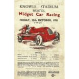 MOTOR SPORT - 1951 MIDGET CAR SPEEDWAY RACING PROGRAMME BRISTOL V NORTHAMPTON @ KNOWLE