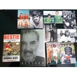 MANCHESTER UNITED & IRELAND GEORGE BEST - 2 BOOKS & 8 REPRINTED PHOTO'S