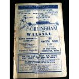 1950-51 GILLINGHAM V WALSALL DIV 3 SOUTH ( GILLINGHAM'S 1ST SEASON BACK IN THE LGE )