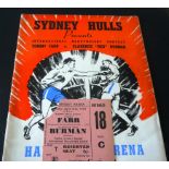 BOXING - 1939 TOMMY FARR V CLARENCE ''RED'' BURMAN PROGRAMME & TICKET