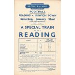 1948-49 READING V IPSWICH TOWN ORIGINAL BRITISH RAILWAYS HANDBILL