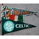 VINTAGE CELTIC & IRELAND PENNANTS X 3