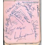 1953-54 SUNDERLAND & CARDIFF AUTOGRAPHS Back to back page of autographs obtained by the vendor at