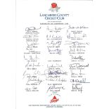 CRICKET - 1991 SEASON LANCASHIRE AUTOGRAPH SHEET