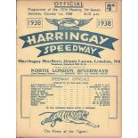 SPEEDWAY - 1938 HARRINGAY V NEW CROSS