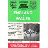 1966 ENGLAND V WALES PROGRAMME & TICKET